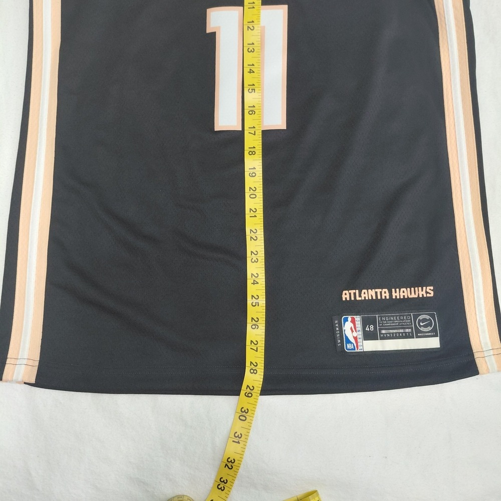 Atlanta Hawks Jersey Nike Mens Large Black NBA Basketball Trae Young Peach Tree - Picture 4 of 10